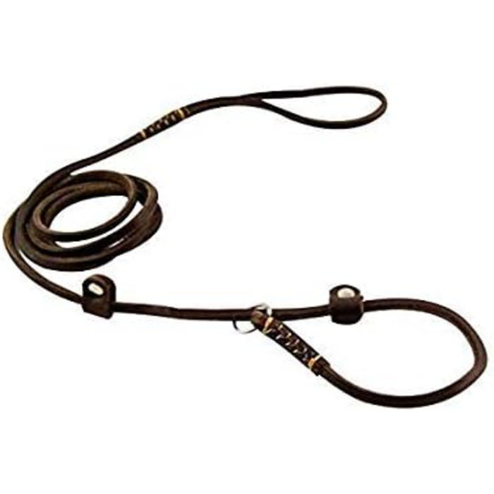 Шкіряний повідок для маленьких та середніх собак, цуценят, легкий, тонкий, але міцний, регульований, м'який та елегантний, довжина 160 см, ширина 0,6 см (коричневий)