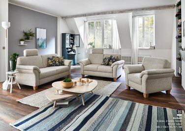 Місний Byrum / Великий 3-місний диван у сільському стилі з пружинною серцевиною / Пасує до елегантного диванного гарнітура Byrum / 186 x 87 x 88 / Натуральний (Білий-Бежевий) 3-місний Натуральний, 3-