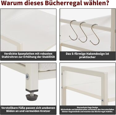 Полиця-драбина, книжкова полиця, 5-ярусна книжкова полиця з шухлядою, підставка для рослин, книжкові полиці для вітальні, спальні, кухні, сталевий каркас, білий YD-BC001W 39x26x136см Білий