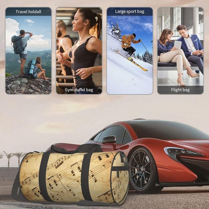 Спортивна сумка-мішок для подорожей з нотним принтом, чорна, універсальний розмір, дорожня сумка