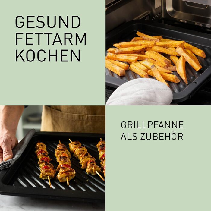 В-1 комбінація мікрохвильової печі та гриля, планшет, 27 літрів, 1000 Вт, приготування на двох рівнях, сенсор Genius, 32 автоматичні програми, піддон для гриля, легко миється, чорний з верхнім/нижнім нагріванням (простір для приготування їжі 27 л), 59NMET