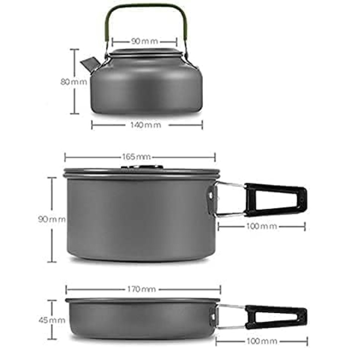 Набір посуду Qtiwe з 10 предметів, горщики для пікніка, набір посуду для кемпінгу, походів на свіжому повітрі, пікніків, барбекю, складні горщики для кемпінгу, сертифіковані FDA