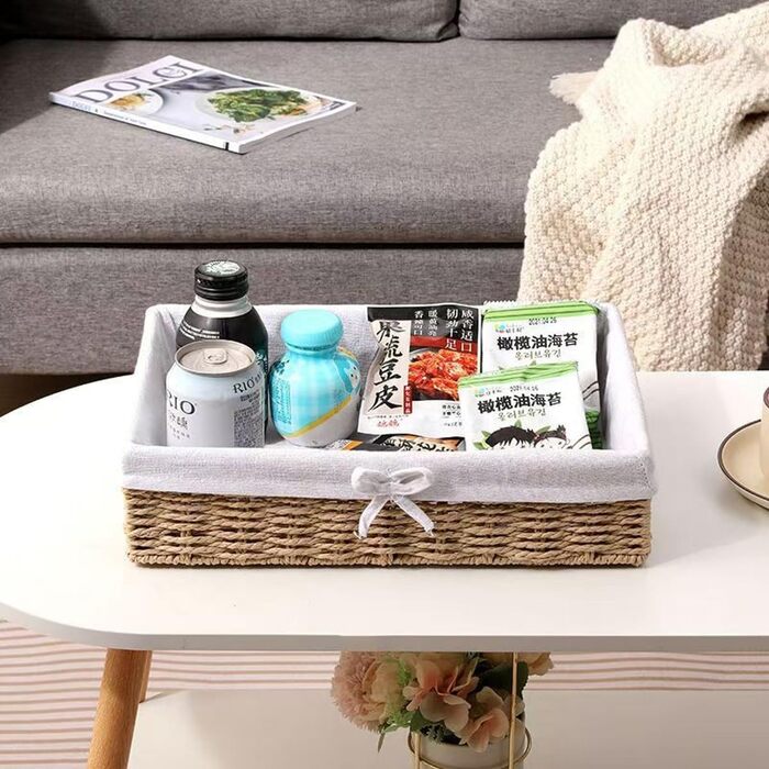 Набір із 4 хлібних кошиків, плетений декоративний кошик, плетений хлібний кошик ручної роботи з паперової мотузки, піднос для полиць, хлібниця з лляною тканиною, кошики для зберігання 4 розмірів, коричневий