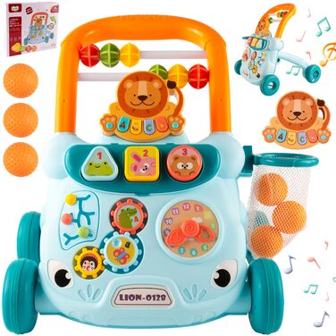 Дитячі ходунки MalPlay, іграшкові ходунки, багатофункціональна іграшка для малюків, іграшкові ходунки для дітей, музичні ходунки для активності