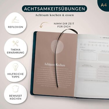 Книга рецептів Life Compass формату A4 для написання власних рецептів ПЕРЕЦЬ з плакатом сезонного календаря - тверда обкладинка Улюблені рецепти - кулінарна книга своїми руками для себе або на подарунок