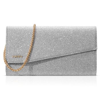 Вечірня сумочка-клатч для жінок, блискуча сумка через плече, жіноча сумочка на ланцюжку для вечірки, випускного, весілля, срібляста