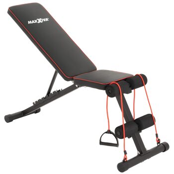Складана фітнес-лава, багатофункціональна тренувальна лава, тренажер для пресу, похила лава з 7-позиційним регулюванням спинки, з еспандером, вантажопідйомність 300 кг, функція присідань