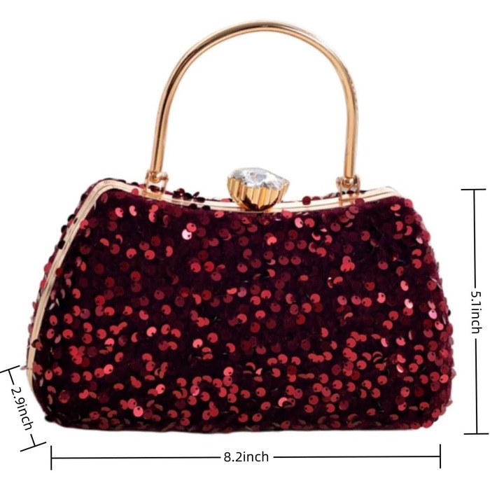 Маленька вечірня сумочка-клатч IAMUHI з паєтками та ручкою, мініатюрна квадратна сумка на ланцюжку через плече, колір Е-бургунді