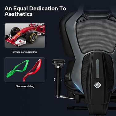 Ігрове крісло EUREKA ERGONOMIC Typhon, ергономічне офісне крісло з регульованою поперековою опорою та підголівником, крісло для ПК з 4D підлокітниками та регулюванням висоти, вантажопідйомність 125 кг, чорний та сірий