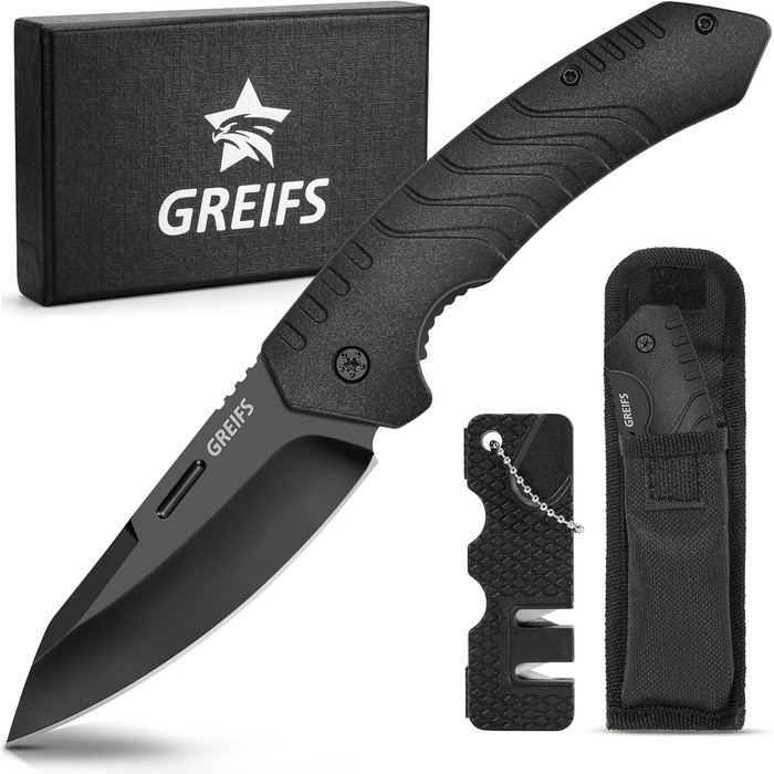 Складаний ніж G1 (дворучний) з точилкою та чохлом, EDC ніж Outdoor & Survival кишеньковий ніж, ніж для виживання, мисливський ніж