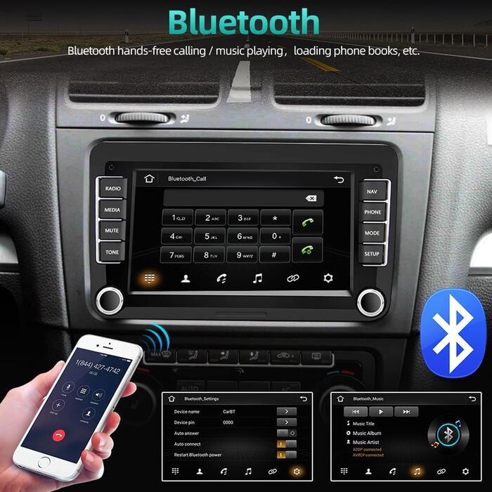 Автомобільна стереосистема Мультимедійний програвач Bluetooth WiFi Mirror Link GPS-навігація FM для V/W/Golf/Polo/Jetta/Passat/Skoda/Octavia Камера заднього виду, 2 DIN Android
