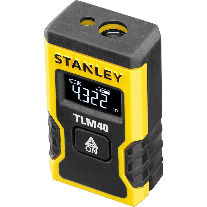 Лазерний далекомір STANLEY TLM40 (до 12м, чорний дисплей з білим текстом, вимірювання однією кнопкою, метрична та дюймова системи) STHT77666-0