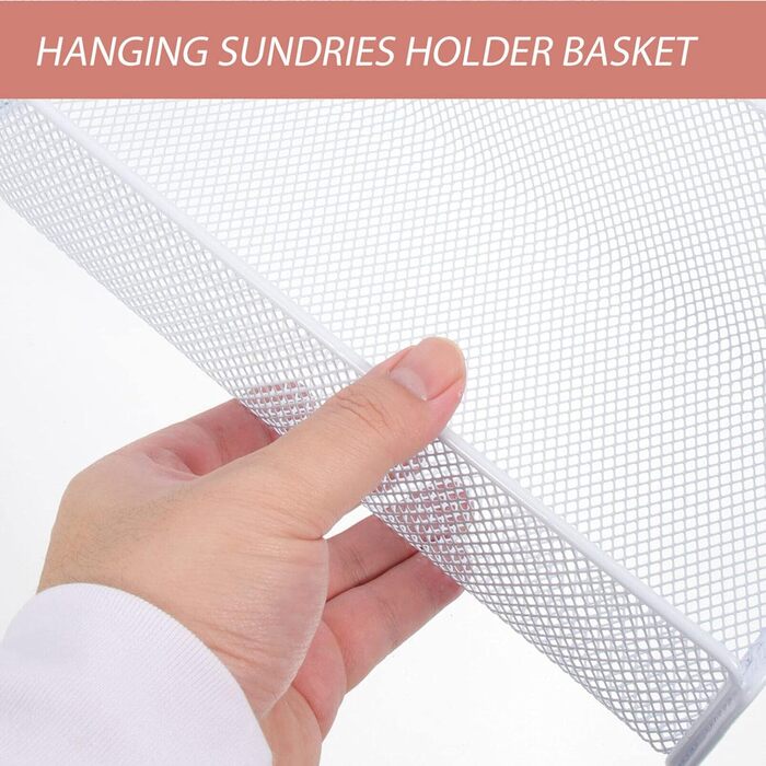 Настінна полиця Cabilock з металевої сітки білого кольору - міцний кошик для зберігання з підвісним пристроєм для ліжка, тумбочки та офісу, підвісна полиця для книг, косметики, пультів дистанційного керування (свердління не потрібне)
