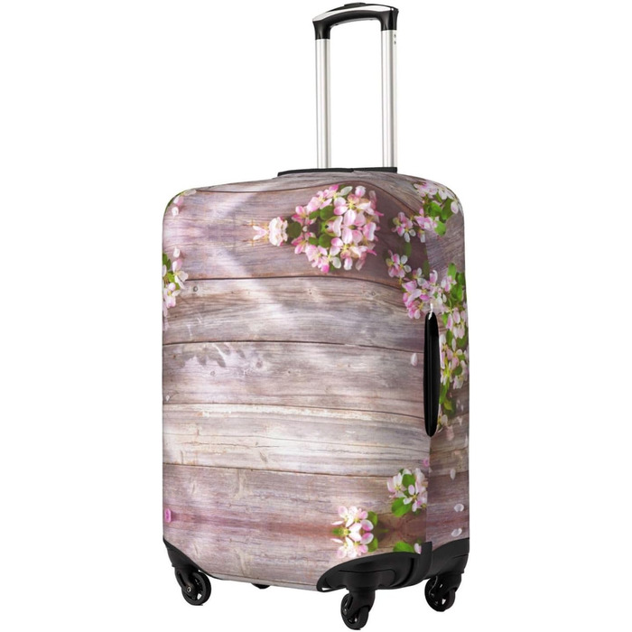 Чохол для валізи Весняні квіти з міцного поліестеру, захисний, еластичний, чорний, розмір 90 см