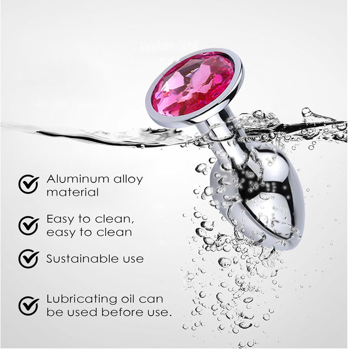 Набір анальних пробок Halercay, метал, кристал, малий-середній-великий, темно-фіолетовий, 3 шт.