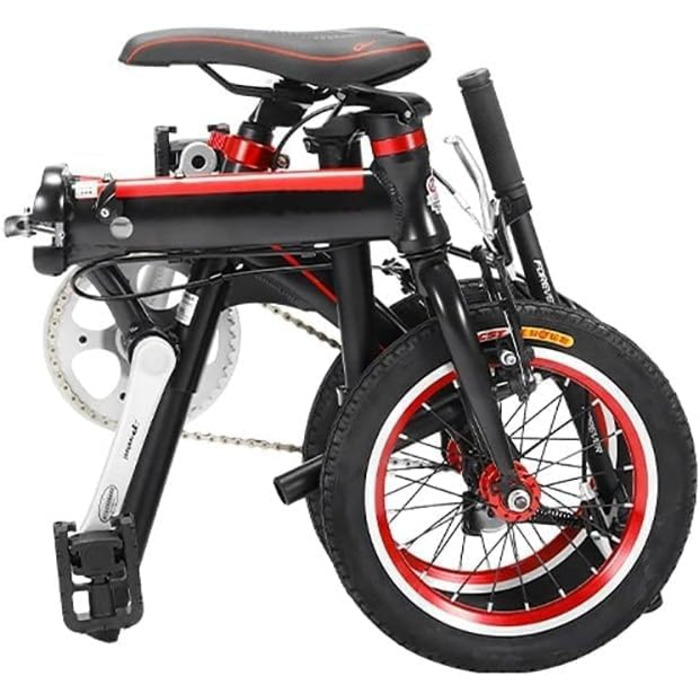 Дюймовий складний велосипед, товстостінна рама з вуглецевої сталі, підходить для їзди на свіжому повітрі, велосипед зі змінною швидкістю для дорослих A, 14 дюймів 14 дюймів A, 14-