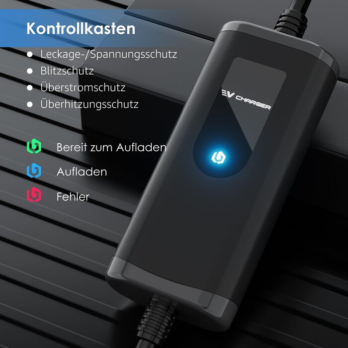 Зарядний пристрій для електромобілів bokman Type 2 Schuko, 5 метрів 16A 3,68 кВт IP65 Водонепроникний, портативний зарядний пристр