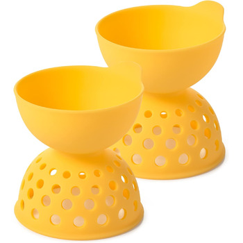 Набір OXO Good Grips Egg Poacher з 2 частин з силікону без BPA, жовтий - ідеально припущені яйця для тостів з авокадо та інший наб