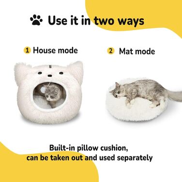 Котяча печера Котяче ліжко, яке можна прати, котяче спальне місце для котів Мила плюшева подушка для домашніх тварин Moster для котів Котячий будиночок Котяча подушка Пухнасте кошеня Цуценя Ліжко для домашніх тварин