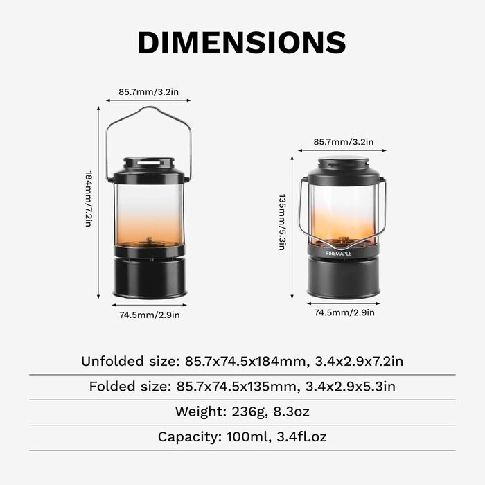 Гасова лампа Fire-Maple Aurora портативний вінтажний кемпінговий ліхтар із регульованим полумям (236 г) для саду, патіо, внутрішнього двору, бушкрафту та зовнішнього освітлення, чорний колір