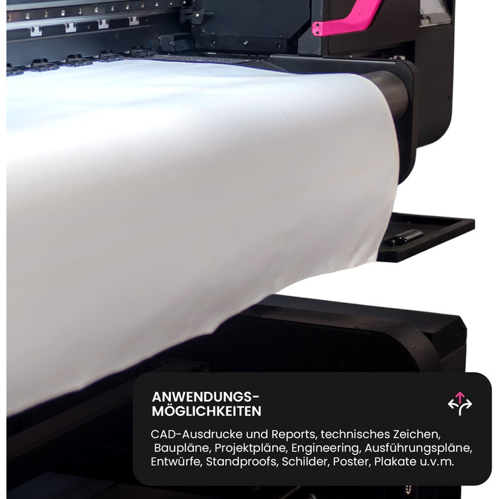 Рулони плотерного паперу, білого, 80 г, 610 мм x 50 м, 50 мм, 2-дюймовий сердечник, матові рулони для малювання, стандартний струменевий рулон для широкоформатних принтерів, копіювальних апаратів, креслень, технічних креслень, інженерного паперу, CAD, 610