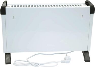 Електричний обігрівач з 3 режимами нагріву, регульованим термостатом, портативний обігрівач, 750/1250/2000 Вт, білий/чорний, ручки для перенесення, Д x Ш x В 52,5 x 20 x 34,5 см