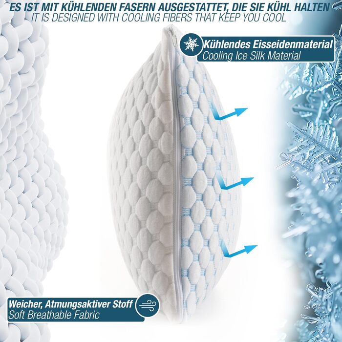 Дорожня подушка Alkamto з охолоджувальної піни з ефектом пам&39яті регульований гель для індивідуальної підтримки двосторонній крижаний шовк та м&39який віскоза легка, стискається, сертифікована OEKO-TEX, ідеальна для подорожей та кемпінгу