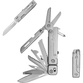 Багатофункціональний складаний ніж 13 в 1 з нержавіючої сталі з ножицями, пилкою, викруткою, консервним ножем для відпочинку на пр
