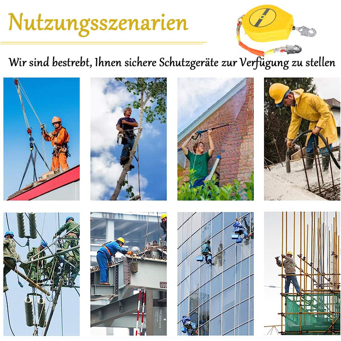 Захист від падіння, 10 м, висувний страхувальний пристрій для альпінізму, пристрій для спуску з висоти, страхувальний трос для робіт на даху та в горах, максимальне навантаження 150 кг
