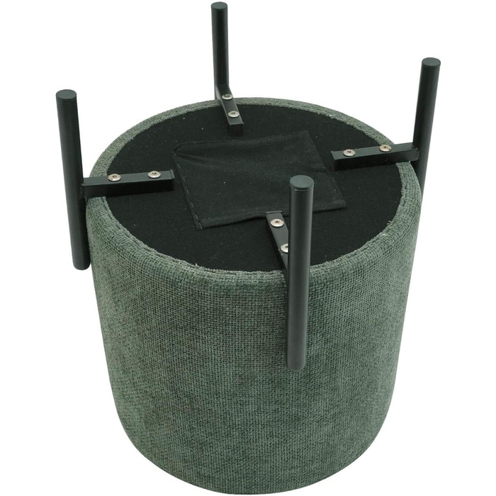 Сучасний табурет, низький пуф-підніжка, темно-зелений, поліестерова тканина, сталь, м&39який, круглий, для вітальні - Розміри ВxШxГ 43,5 x 38 x 38 см - Арт. RE7060