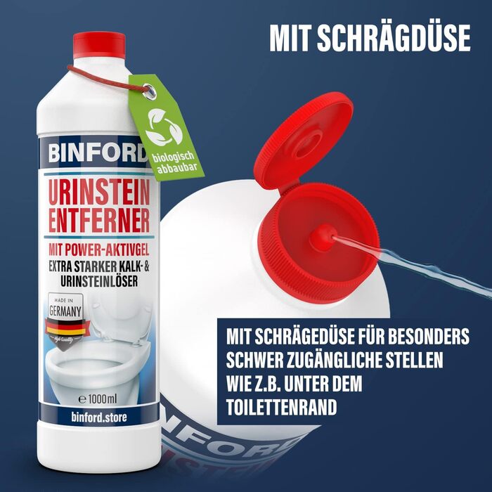 Засіб для видалення накипу сечі BINFORD Extra Strong 5 шт. 1000 мл Унітаз для видалення сильного нальоту в сечі, Засіб для видалення вапняного нальоту, Засіб для чищення унітазу Urinal, Засіб для видалення накипу сечі Extra Strong, Засіб для чищення уніта