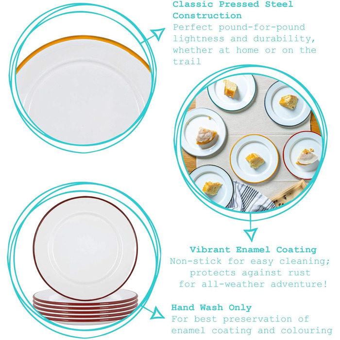 Набір столового посуду Argon Tableware з білою емаллю - 25,5 см - 16 предметів - білий/чорний