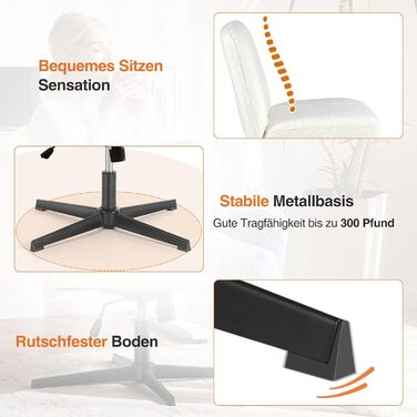 Офісне крісло Sweetcrispy без підлокітників, стілець для столу з плюшевим оксамитом, крісло для читання з ширшою подушкою для сидіння зі схрещеними ногами, регульована висота, поворотне крісло на 360 для дому, бежевий оксамит