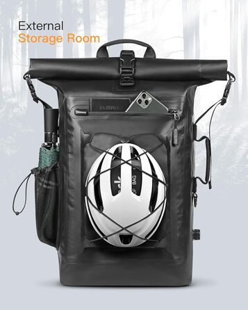 Рюкзак Inateck RollTop для чоловіків 30-35L водонепроникний багатофункціональний органайзер зі знімним плечовим ременем, випускним клапаном, водонепроникною блискавкою для їзди на велосипеді, походів на свіжому повітрі