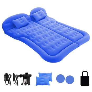 Надувний матрац ISWEES для позашляховиків - потовщений та покращений кемпінговий матрац для заднього сидіння/багажника з електричним насосом, побутовим адаптером, 2 подушками 2 підставками для ніг