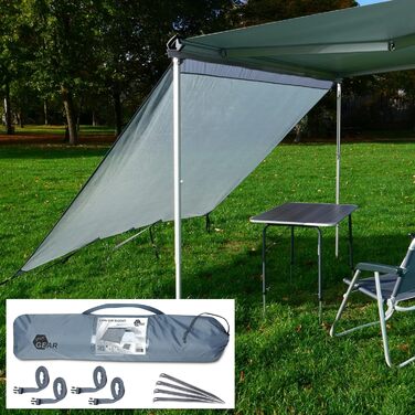 Ваш GEAR Capri Sun Blocker - 6 розмірів - вітропроникні передні та бічні панелі тенту для тентів, забезпечення конфіденційності та захисту від сонця. 3 кедри діаметром 4,3, 6,2 та 7 мм. Ширина передньої панелі від 240 до 480 см. 240 x 200 см - передня пан