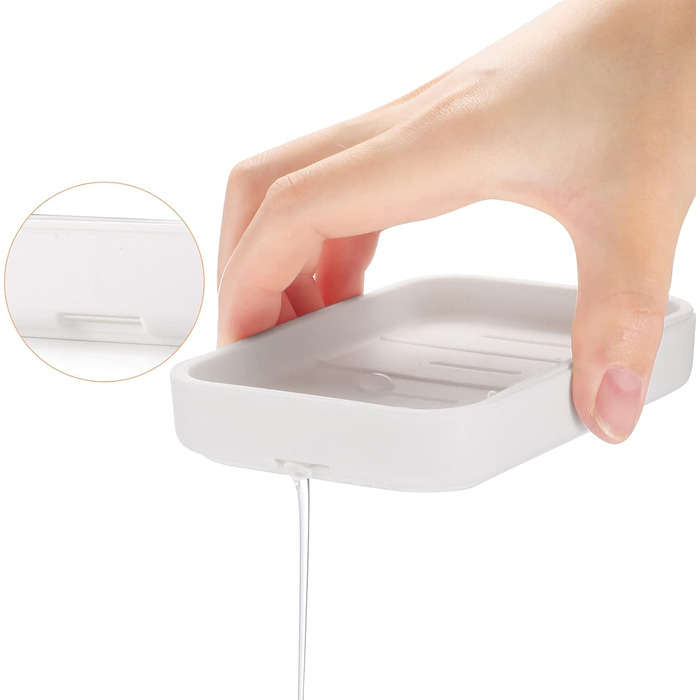 Мильниці для ванної кімнати Мильниця Мильниця зі зливом, дозатор мила для душу, легко миється, суха, зупиняє каламутне мило (біла)