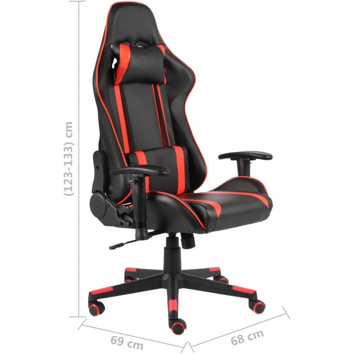 Ігрове крісло поворотне червоне ПВХ