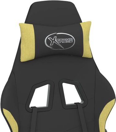 Геймерське крісло з чорної та світло-зеленої тканини, ергономічне комп&39ютерне крісло з регульованою спинкою, функцією обертання для геймерів, без підставки для ніг, чорно-світло-зелене