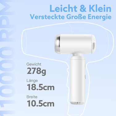 Фен Webeauty, суперлегкий іонний фен, високошвидкісний фен зі швидкістю 110 000 об/хв, 200 мільйонів негативних іонів, швидке виси