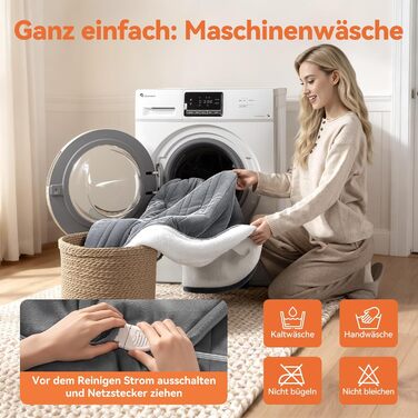 Електрична ковдра з підігрівом, автоматичним вимкненням та 9 зонами нагріву, 160x120 см, таймер 1-9 годин з функцією пам&39яті, швидкий та рівномірний розподіл тепла, двостороння фланель та овчина, 160 x 120 см для 1 особи / дивана