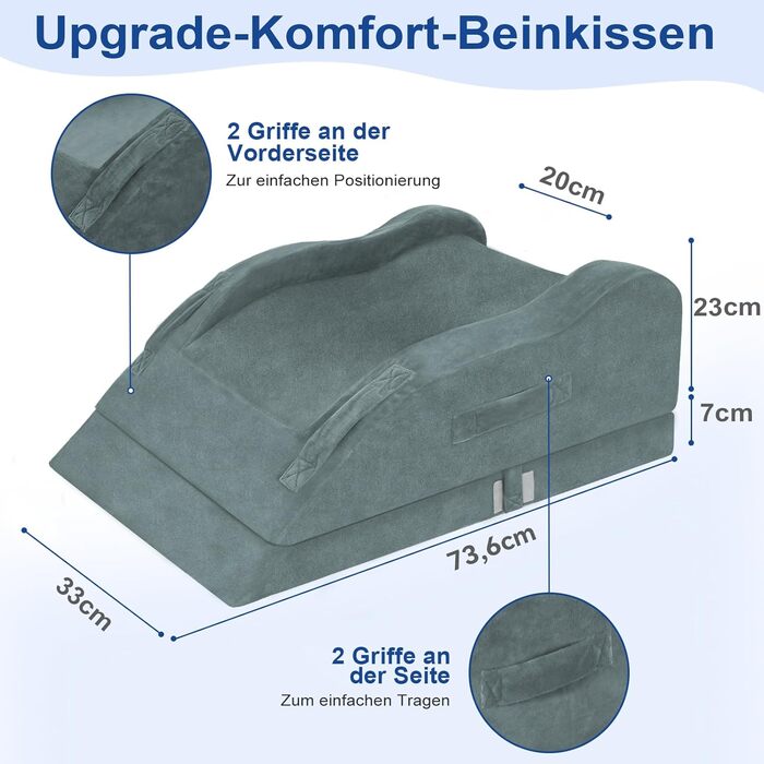 Регульована подушка для ніг KingPavonini для післяопераційного використання, ергономічний вигин для прямих колін, подушка для ніг з піни з ефектом пам&39яті, знімає набряк та біль (для двох ніг)