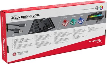 Ядро зі сплаву HyperX - Механічна ігрова клавіатура TKL (без клавіш) - Компактний розмір - Синій колір HyperX - Світлодіодне підсв