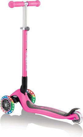 Самокат дитячий, 120/80 мм, ABEC 5, 3 колеса, регульовані по висоті, світлодіодні колеса одного розміру неоново-рожеві одинарні
