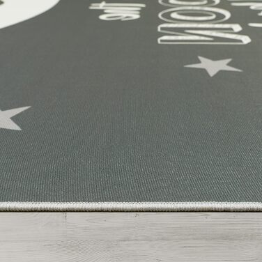 Дитячий килим Paco Home, килим для дитячої кімнати з мотивами зірки, місяця та клітинки, розмір 80x150 см, колір сірий 2