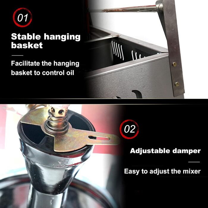 Комерційна газова фритюрниця з нержавіючої сталі з кошиком і кришкою для фритюрниці, швидким нагріванням, настільною олійною фритюрницею для домашнього ресторану для смаженої курки та подвійним циліндром Pomm