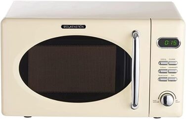 Мікрохвильова піч Wolkenstein Retro Stand WMW720 I 700 Вт Потужність мікрохвильової печі I 20 л Варильний простір i5 Рівні продуктивності I 8 програм приготування Функція розморожування I Металевий корпус I Поворотний стіл (24,5 см) I Світлодіодний диспле