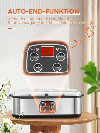 Йогуртниця, грецька йогуртниця на 8 баночок/кришок, дисплей одним дотиком ідеально підходить для органічних, підсолоджених, аромат