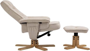 Крісло-реклайнер IDIMEX Charly з підніжкою, поворотне та регульоване по куту нахилу, бежевий максимум навантаження 100 кг для вітальні, крісло для телевізора, крісло-реклайнер, м&39яке крісло та підніжка