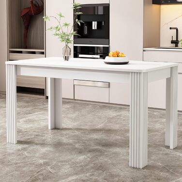 Дерев&39яний обідній стіл Merax, прямокутний обідній стіл, сучасний кухонний стіл для вітальні та їдальні, 116Д x 65Ш x 75В см, білий